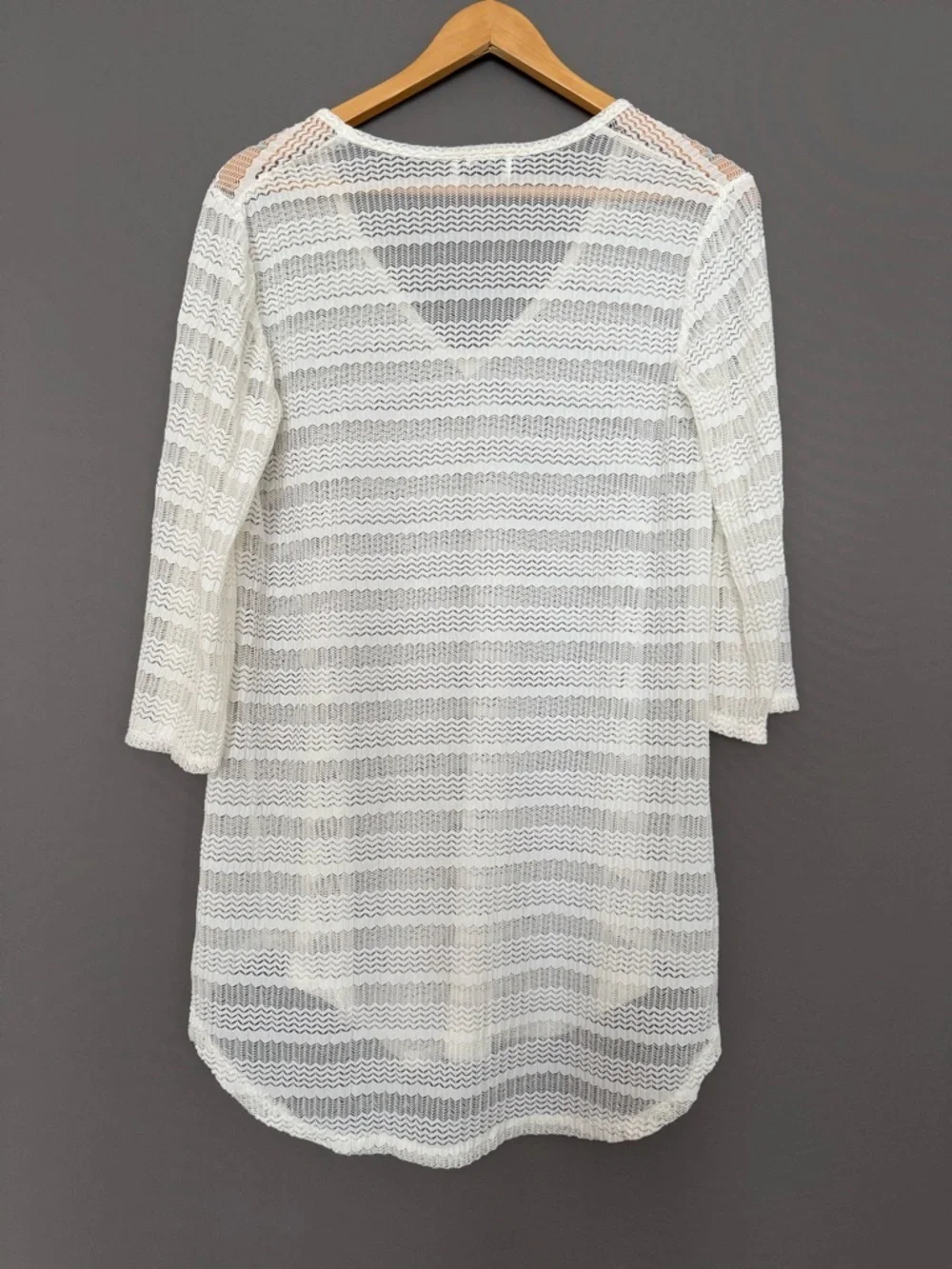 Jordan Taylor Bell Sleeve Sheer Mesh Swim Cover-Up Tunic White Medium